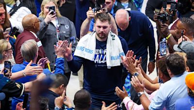 Luka Doncic Shared a Cool Moment With Travis Kelce After Mavs' Game 3 Win