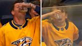 See how daughter upstaged dad’s beer chugging on hockey jumbotron | CNN