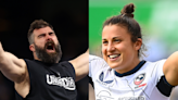 Watch Jason Kelce Arm Wrestle Rugby Star Nicole Heavirland in Paris