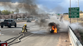 Motorcycle fire on I-25 near Woodmen Road causes delays