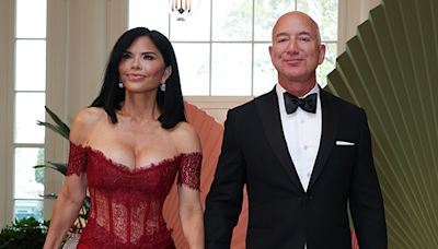 Jeff Bezos’ Fiancée Lauren Sanchez Simmers in Sexy Red Dress at White House State Dinner