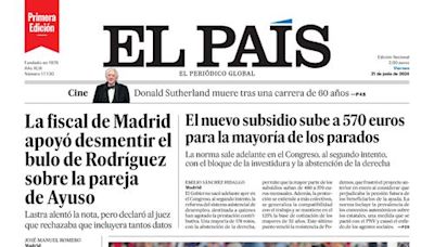 Portada de EL PAÍS del 21-06-2024