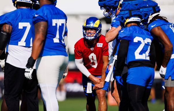 Observing Rams QB Matthew Stafford through an entire practice — his first in pads of 2024