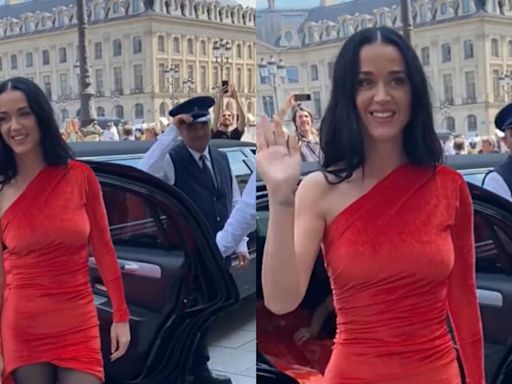 Katy Perry Makes Statement In Red Dress With A 'Never-Ending' Train Featuring Her Song Lyrics - News18