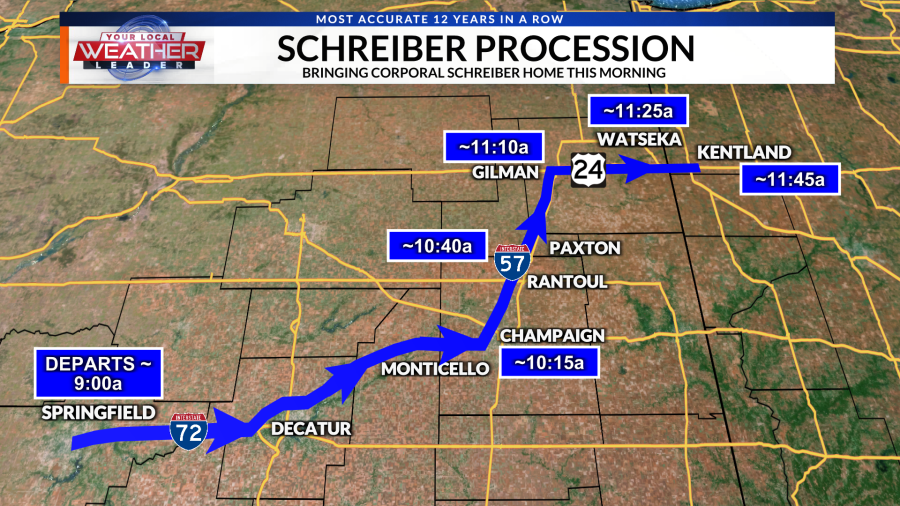 Cpl. Schreiber begins final journey home to Indiana