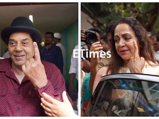 Dharmendra, Hema Malini, and Esha Deol arrive to cast their votes for the Lok Sabha elections in 2024 | Hindi Movie News - Times of India