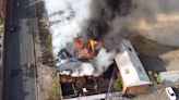 New drone footage shows flames engulfing abandoned Darlington building