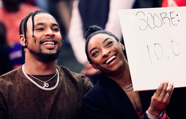 Simone Biles’ husband Jonathan Owens cheers her on from home: ‘Let’s go, baby!’