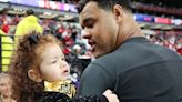 Arik Armstead Is Cheered on by Daughters Ayla and Amiria and Wife Mindy at Super Bowl 2024