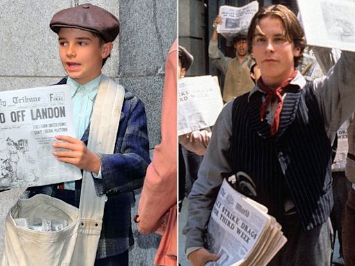 Christian Bale's son appears with him on “The Bride” set dressed as a newsie