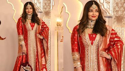 Anant Ambani-Radhika Merchant Wedding: Aishwarya Rai's red and golden anarkali set emanates festive charm from all perspectives