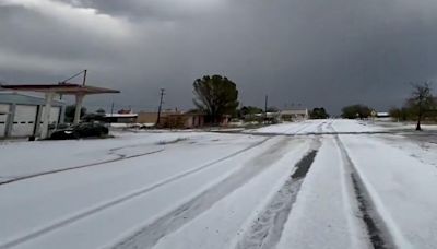 Texas town deploys snow plows after 50-degree temperature swing and hail