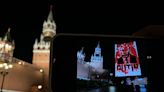 Artwork containing Ukrainian blood live-streamed as Putin’s tanks roll through Red Square