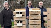 Swift boxes made by volunteers installed in church
