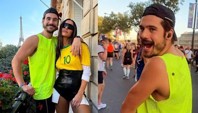 Sabrina Sato dá beijo de 'boa sorte' em Nicolas Prattes e mostra ator a caminho da maratona de Paris