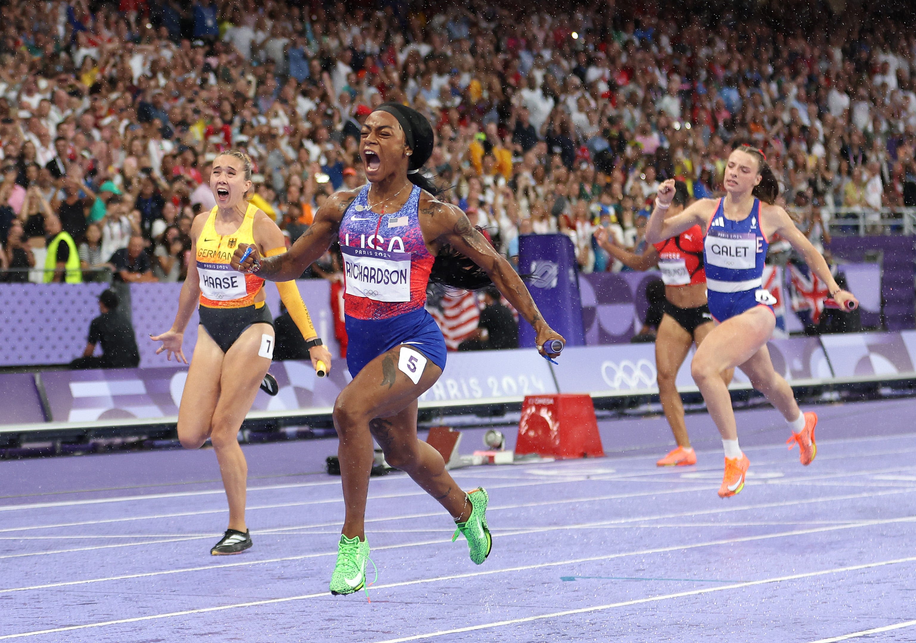 Paris Olympics live updates: Track & field, breaking, women's 4x100 win gold