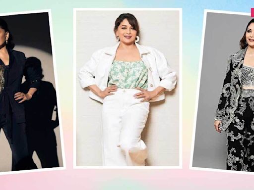 5 looks that showcase Madhuri Dixit Nene’s love for beautifully embellished pantsuits