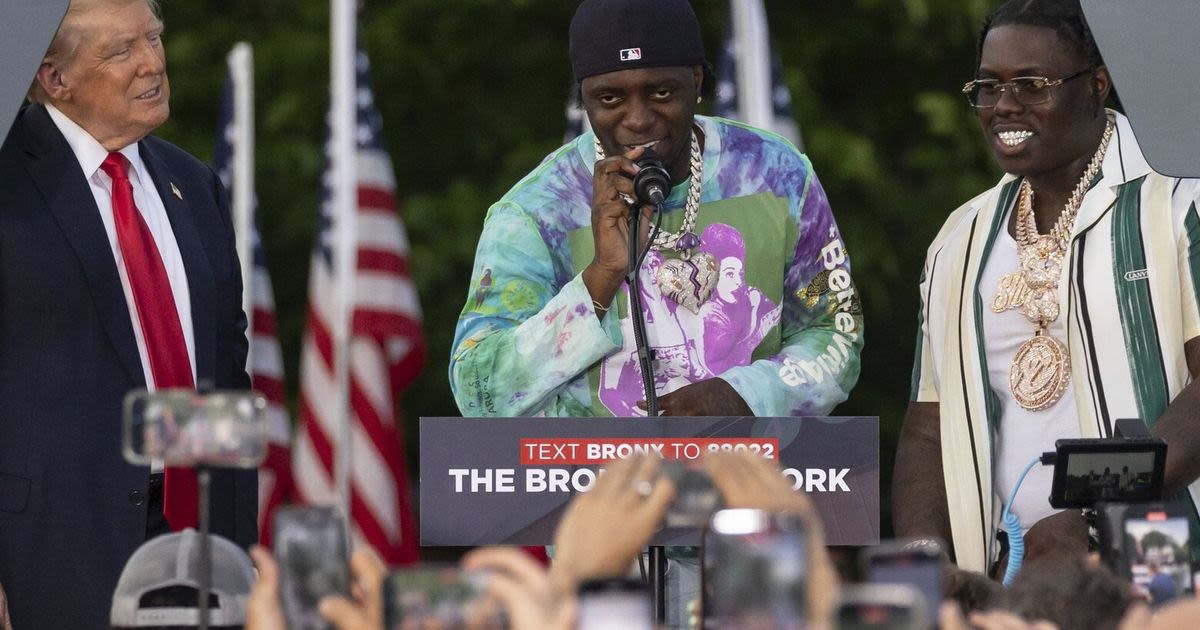 Trump appeared onstage at his Bronx rally with two rappers charged in a felony gang case