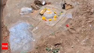 Ancient Siva Lingam surfaces during road widening works at Srisailam | Amaravati News - Times of India