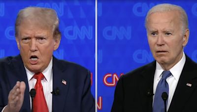 Watch: A shaky and mumbling Biden freezes in first debate