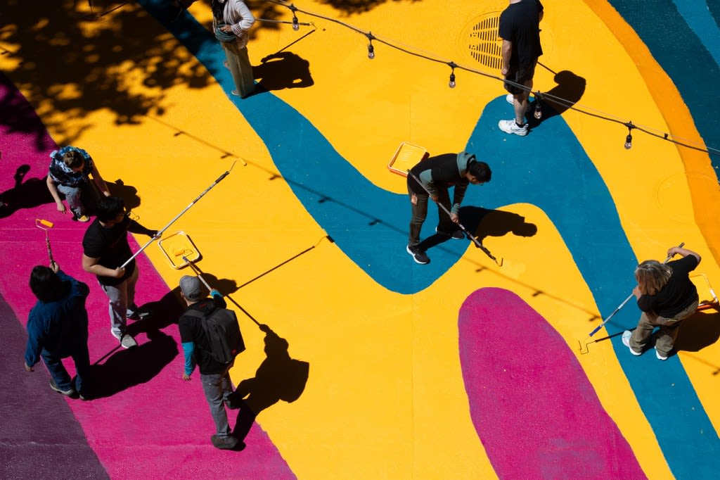 Colorful street mural takes shape in downtown San Jose