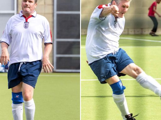 Keir Starmer takes to football pitch in England top to play Sunday league