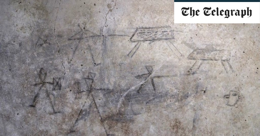 Pompeii stick figure drawings show children watched gladiator fights ‘to the death’