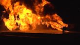 Fiery crash involving tanker on North Freeway injures 2 people