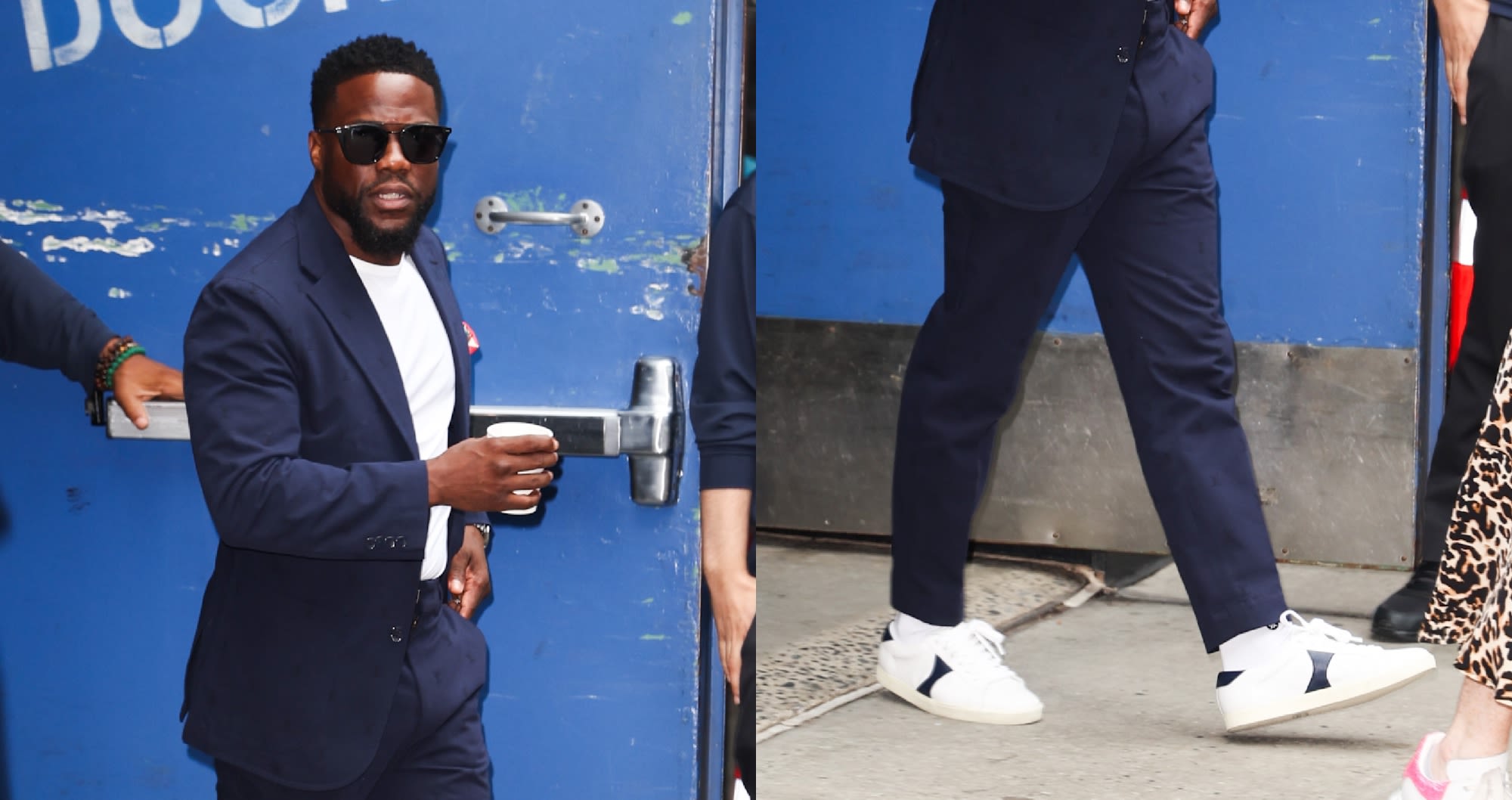 Kevin Hart Sports Power Suit and Sneakers Combo on ‘Good Morning America’ Promotional Appearance for ‘Fight Night’