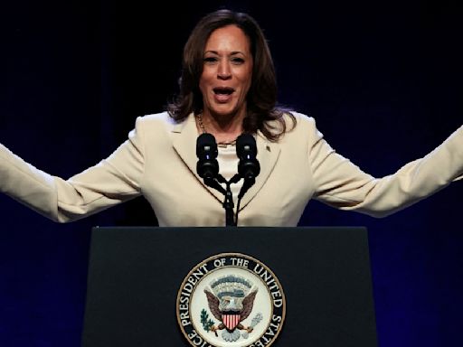Kamala Harris secures support of ‘enough Democratic delegates’ to become party’s presidential nominee against Donald Trump