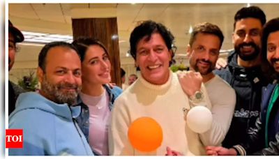 ...Chunky Panday celebrates his 62nd birthday with Abhishek Bachchan...Khan Riteish Deshmukh on the sets of the film- WATCH | Hindi Movie News - Times of India...