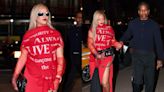 Rihanna Gets Graphic in Red Comme des Garçons Dress With A$AP Rocky for Mother’s Day Celebration