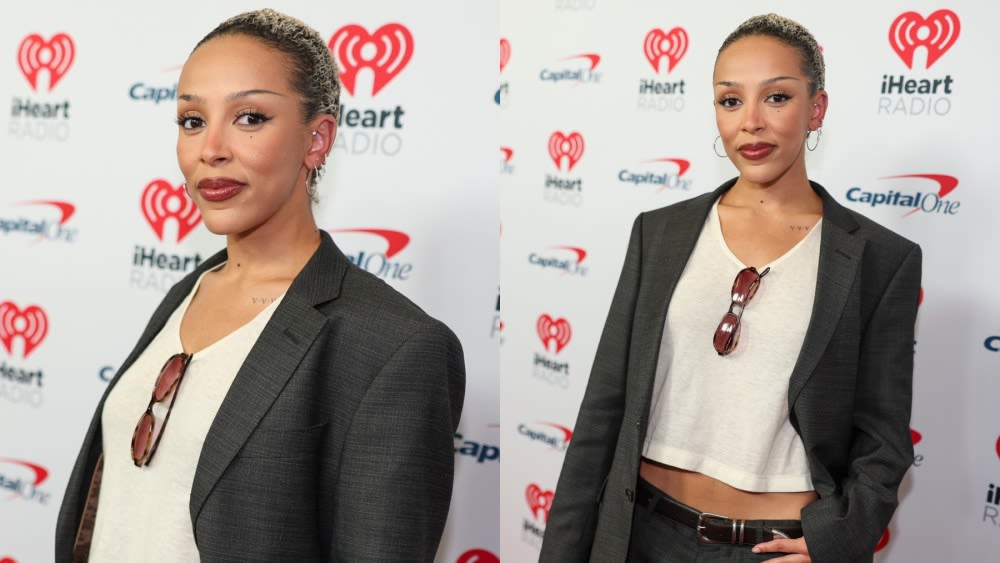 Doja Cat Means Business in Gray Suit at 2024 iHeartRadio Music Festival