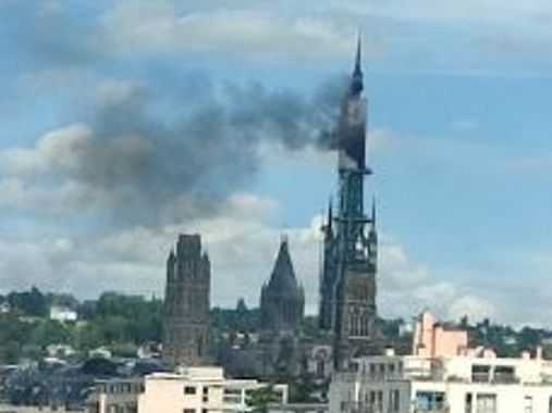 Rouen: Fire breaks out in spire of famous French cathedral