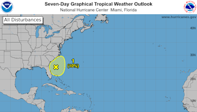 National Hurricane Center tracking area of low pressure off Florida, 3 tropical waves