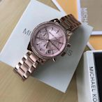 二手全新Michael Kors  MK6357 玫瑰金 金色 水鑽 女生手錶 三眼計時 時尚錶 MK手錶