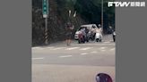 影／台南外國男馬路表演雜耍 騎士停紅燈拍手鼓掌！
