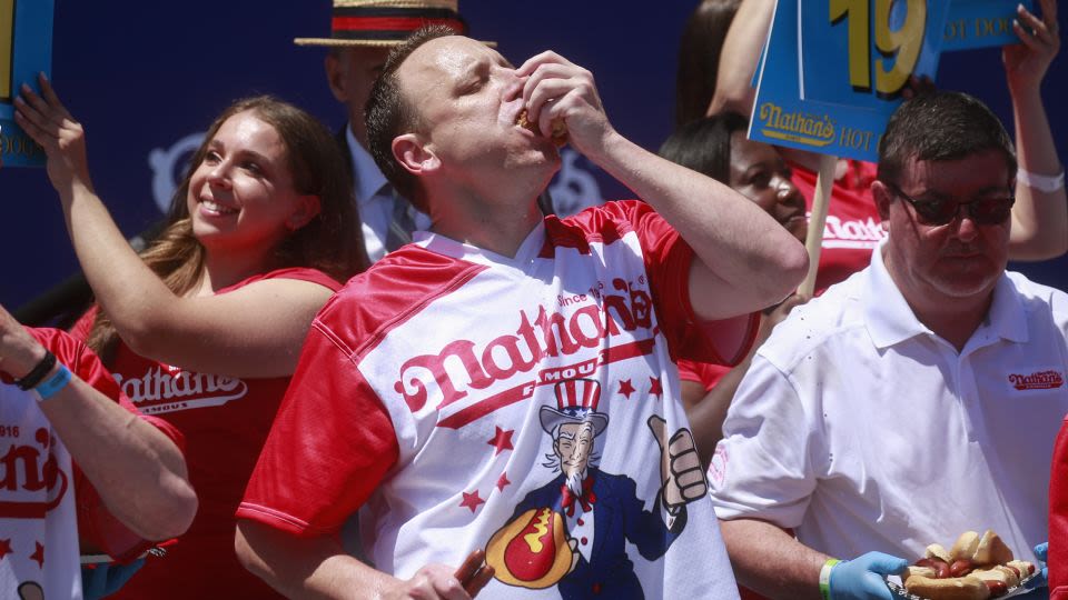 Joey Chestnut takes on rival challenge after being barred from Nathan’s Famous International Hot Dog Eating Contest