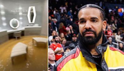 Record-breaking storms leave Drake wading through water in $100,000,000 mansion