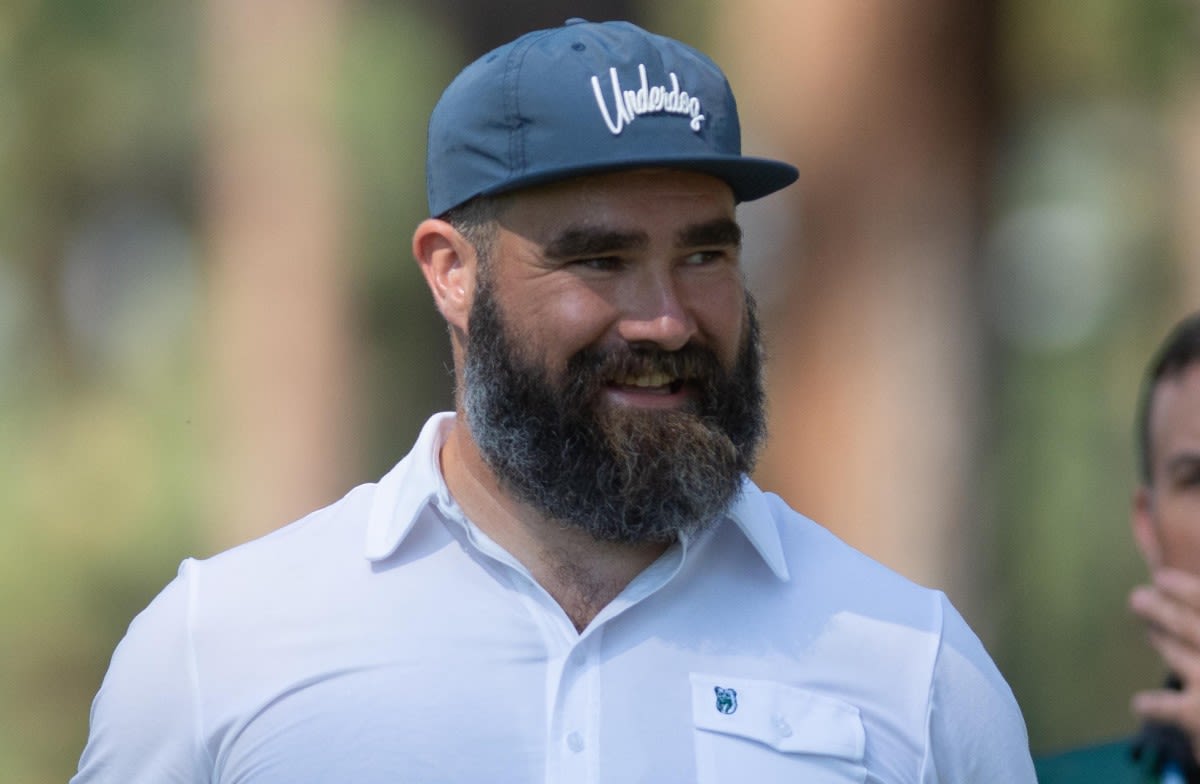 Watch Jason Kelce Sign Someone's Baby at Celebrity Golf Tournament