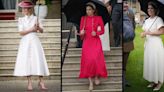 Princesses Beatrice and Eugenie and Zara Tindall were pretty in pink for royal garden party