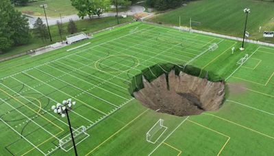 Alarming Video Shows Sinkhole Devouring Sports Field