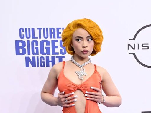 Ice Spice ~Stuns~ in an Orange Gown With a Belly Button Keyhole at the BET Awards