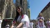 Ukrainian demonstrators protest in Vienna in April 2022 against rapes of Ukrainian women by Russian soldiers