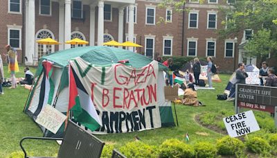 Virginia Tech students set up Gaza liberation encampment on campus lawn
