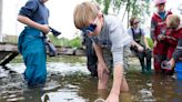 Holland Christian students release fish they've raised from eggs