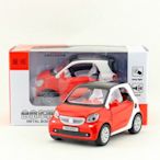 天鷹玩具 1:24 仿真Benz smart 斯瑪特 合金模型 迴力玩具汽車 紅