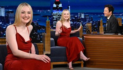 Dakota Fanning Channels the Red Trend in Vintage John Galliano Dress on ‘The Tonight Show Starring Jimmy Fallon’