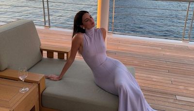 Kendall Jenner Matches the Sunset in a Romantic Sheer Dress