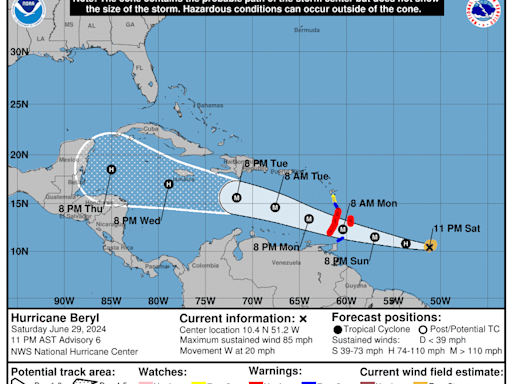 Hurricane Beryl expected to rapidly intensify as it roars toward Caribbean